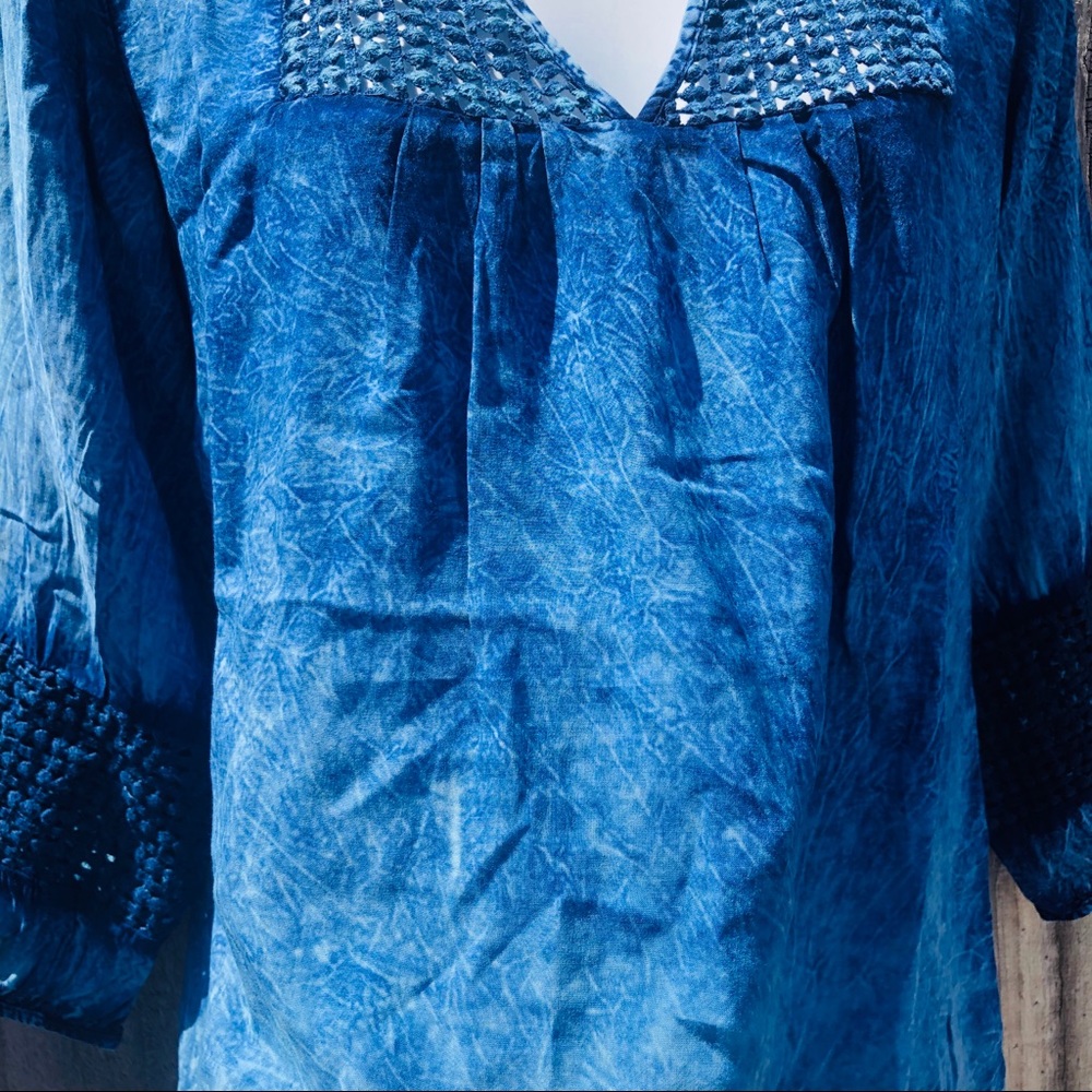 Live & Let Live Tie Dye Top LARGE Crochet Ombre - Picture 6 of 8